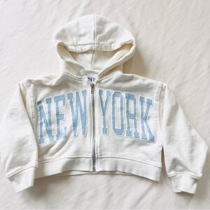 Zara White Hoodie with Light Blue "NEW YORK" Print